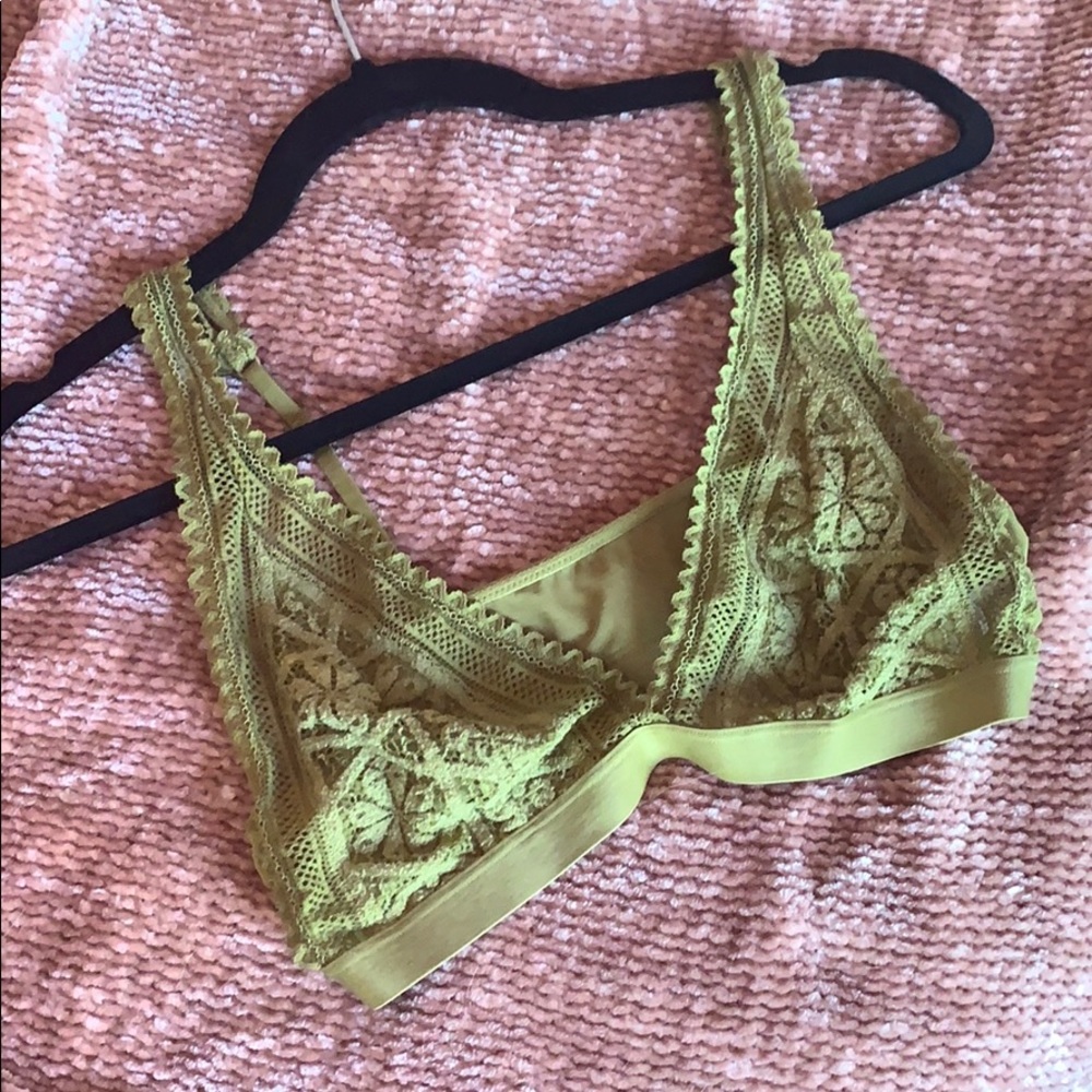 Aerie Lacey & Mesh Olive Green Bralette SZ M